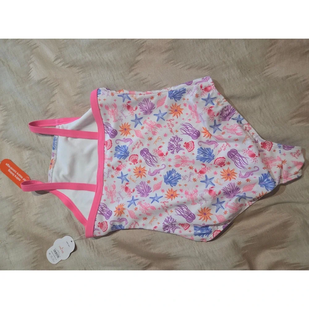 Wonder Nation Girls' One-Piece Swimsuit with UPF 50+, Sizes L (10-12)